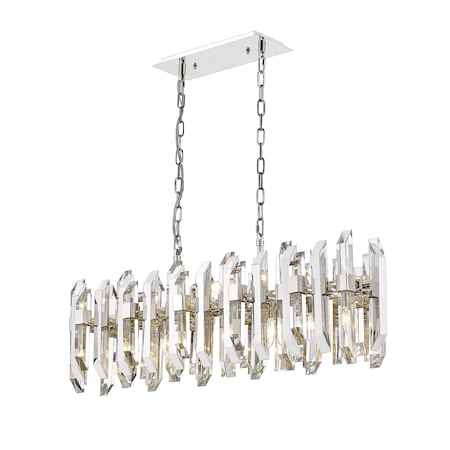 Bova 11 Light Chandelier, Polished Nickel & Clear